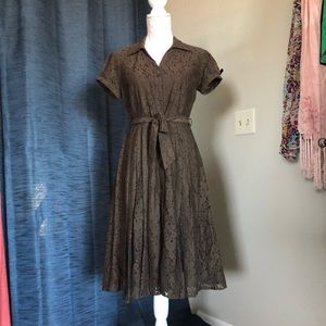 Brown lace retro dress